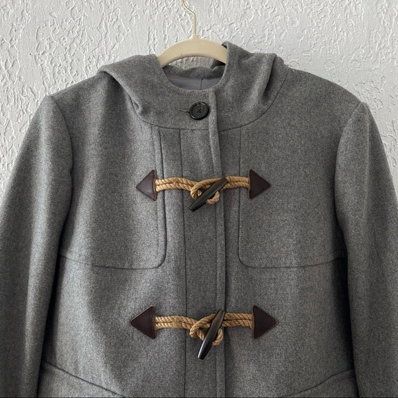 J. Crew Duffle Jacket Coat Melton Wool Peacoat Toggle Classic Nautical Gray 6 - Picture 6 of 13